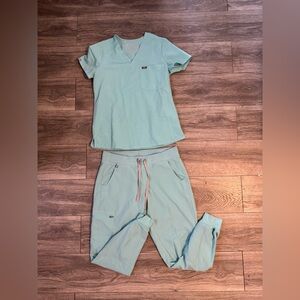 Figs Light Blue Scrub Set with Joggers